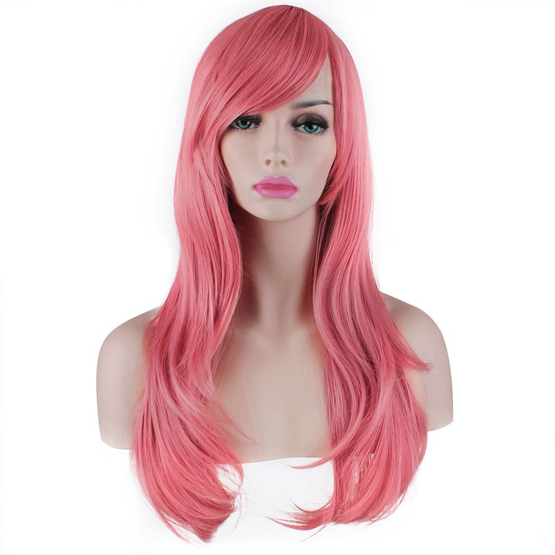 Akstore 28 inch Fashion Wigs Long Wavy Curly Hair Cosplay Wig (Grey Pink) - Image 3